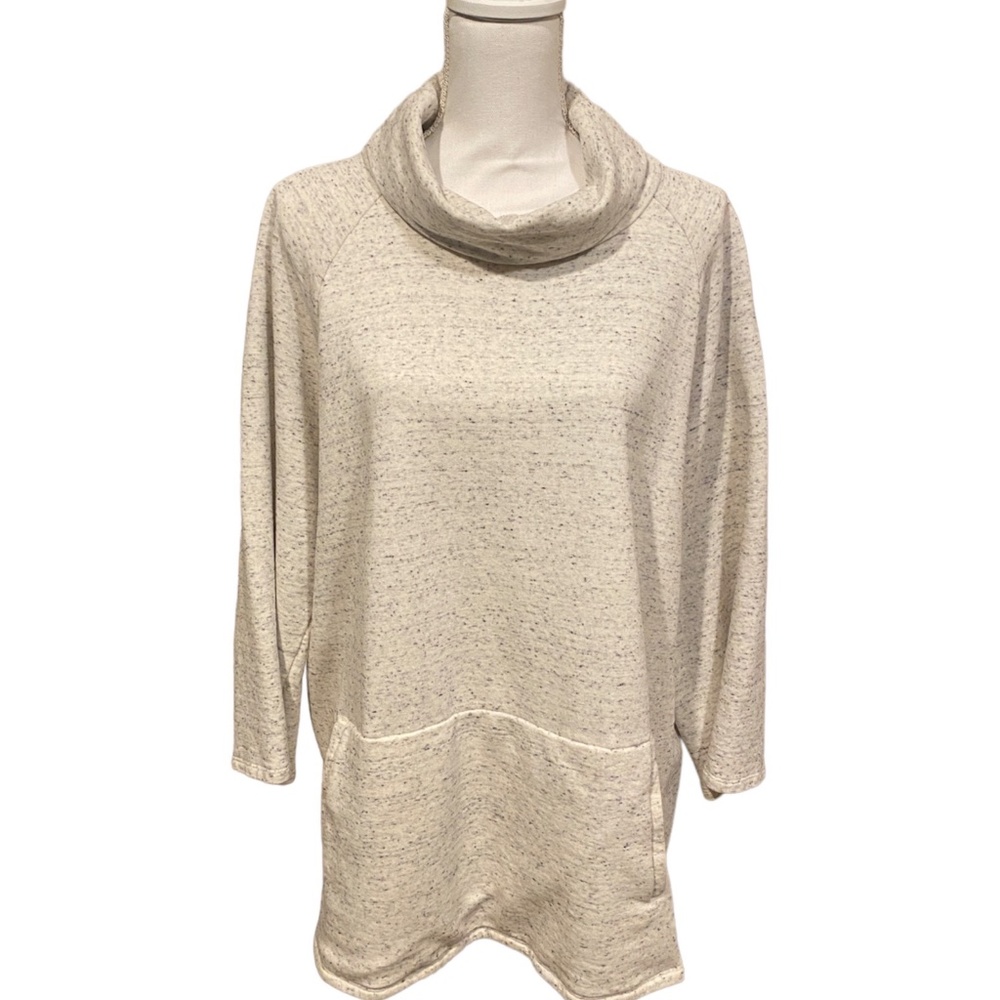 EILEEN FISHER Organic Cotton 3/4-Sleeve Funnel-Neck Top XL